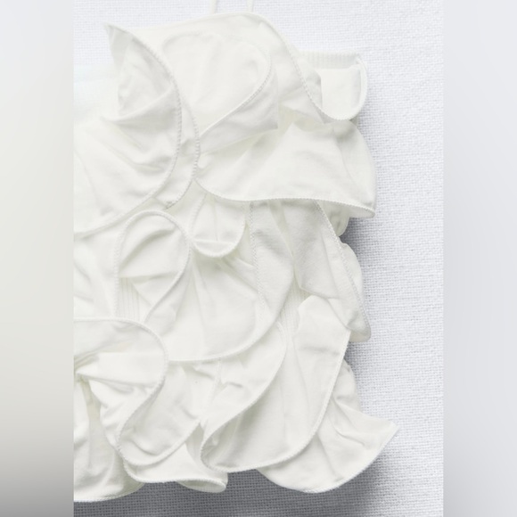 ZARA Ruffled Ribbed Crop Top - Picture 4 of 7
